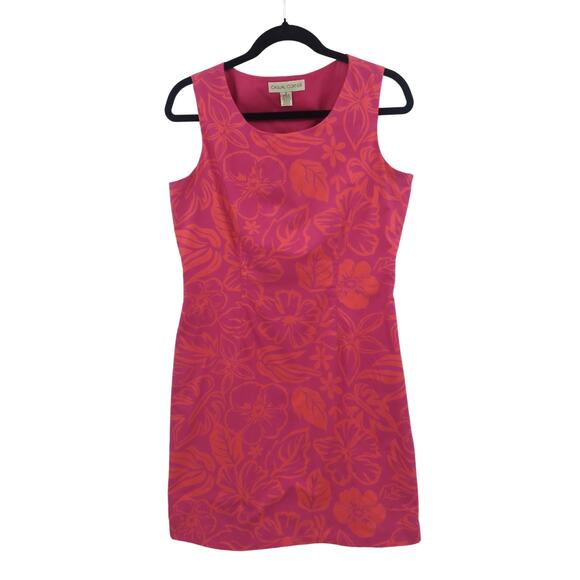 Vintage Womens 8 Pink Tropical Floral Shift Dress Retro Party Casual Corner Bold - Picture 11 of 12